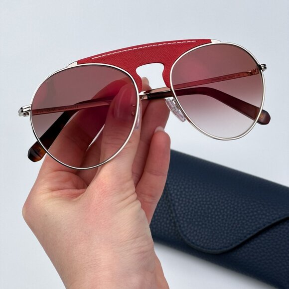Loewe Men BRAND NEW Sunglasses LW40005U 33G Red Leather Brown Gradient Pilot